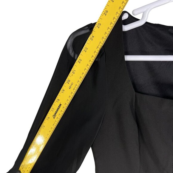 Shelli Segal Laundry Womens 6 NWT Black Dress Sheer Sleeves Deco Button Cocktail - Picture 12 of 16